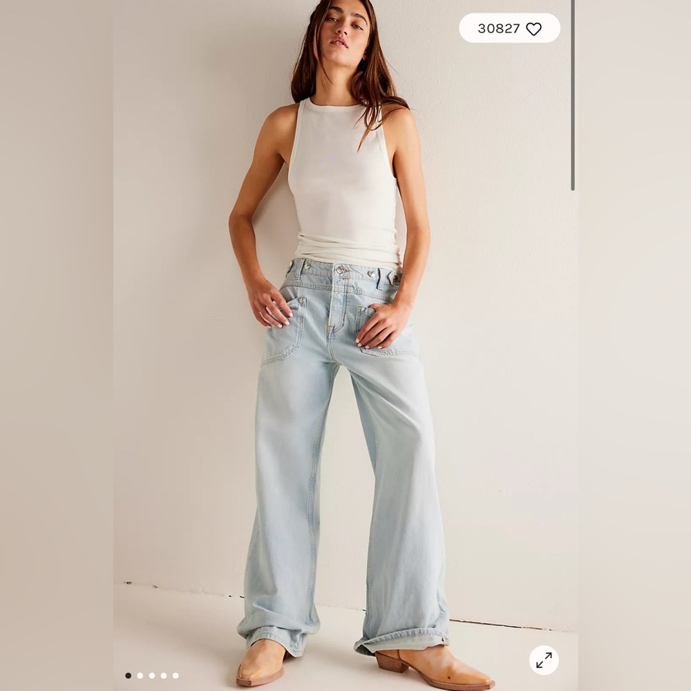 We The Free Light Wash Wide Leg Jeans